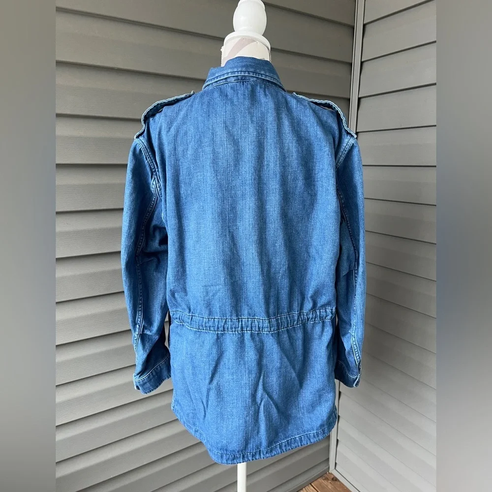 Polo Ralph Lauren - Oversized Women’s  Denim Jacket Blue Military Style Sz S - Picture 7 of 17